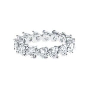 Lovely Diamonds Sweet Zircon Silver Heart Eternity Rings for Women, MARR9139